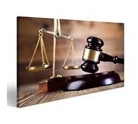 islandburner Tableau sur toile représentant la balance de la justice Justice Cabinet d'avocats Décoration murale Poster Impression d'art