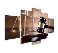 islandburner Tableau sur toile représentant le marteau du juge et la balance symbole de la justice