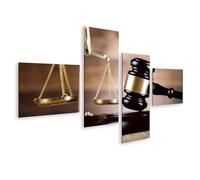 islandburner Tableau sur toile représentant le marteau du juge et la balance symbole de la justice