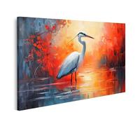 islandburner Tableau sur toile représentant le soir et l'élégant héron
