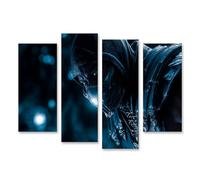 islandburner Tableau sur toile représentant un combattant masqué sous une lumière bleutée - 4 pièces