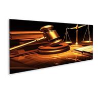islandburner Tableau sur toile représentant un juge, un marteau de la balance et un livre de loi, symbole de justice, images murales