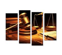 islandburner Tableau sur toile représentant un juge, un marteau de la balance et un livre de loi, symbole de justice, images murales
