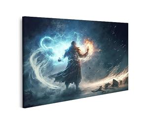 islandburner Tableau sur toile représentant un magicien de combat qui libère une puissante magie pour créer des effets fascinants