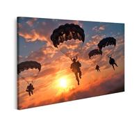 islandburner Tableau sur toile représentant un parachutiste militaire atterrissant avec des parachutes