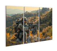 islandburner Tableau sur toile représentant un soldat patrouillé dans un paysage de montagne automnal