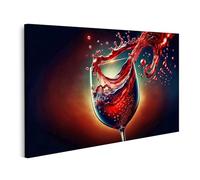 islandburner Tableau sur toile représentant un tourbillon de vin rouge dans un verre - Représentation artistique