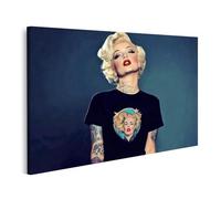 islandburner Tableau sur toile - Représentation moderne de pin up avec tatouages et T-shirt Marilyn Monroe - Pour chambre à coucher, amateurs d'art, studio de tatouage, images murales