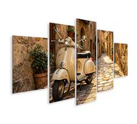 islandburner Tableau sur toile - Roller italien classique sur pavé dans une ruelle pittoresque - 5 pièces