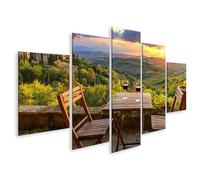 islandburner Tableau sur toile romantique avec vignobles et coucher de soleil, 5 pièces, édition A1