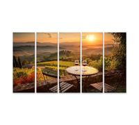 islandburner Tableau sur toile romantique avec vignobles et coucher de soleil - 5 pièces - XXL