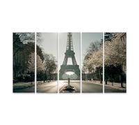 islandburner Tableau sur toile romantique Tour Eiffel Impression d'art pour salon - Parfait pour les amateurs de Paris - 5 pièces XXL - Edition Q1