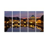 islandburner Tableau sur toile Rome vue du soir Basilique et pont au coucher du soleil Images murales Poster
