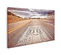 islandburner Tableau sur toile Route soixante-six Route Paysage Nuages Ciel Nostalgie Images murales Poster