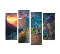 islandburner Tableau sur Toile Route VTT Coucher de Soleil Sport Vélo Paysage Vue Panoramique Cadre Affiche Poster Murale Tableaux