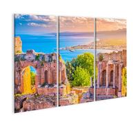 islandburner Tableau sur toile Ruines romaines au bord de la mer au coucher du soleil Images murales Poster