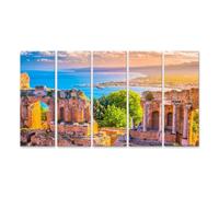 islandburner Tableau sur toile Ruines romaines au bord de la mer au coucher du soleil Images murales Poster