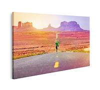 islandburner Tableau sur toile Runner Man Athlète Running Road Monument Valley Sprinting Concept Spri Photos murales Poster