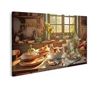 islandburner Tableau sur Toile Scène de Cuisine française Vintage AI AW Cadre Affiche Poster Murale Tableaux