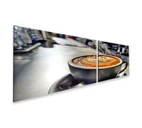 islandburner Tableau sur toile séduisant latte art pour les amateurs de cuisine et de café - 2 pièces