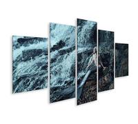 islandburner Tableau sur toile sirène sur rochers devant une cascade Images murales Poster