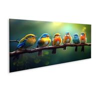 islandburner Tableau sur toile Six oiseaux colorés sur une branche