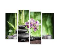 islandburner Tableau sur toile Spa Concept Zen Pierres De Basalte Orchidée Et Bougies Cadre Affiche Poster Murale Tableaux