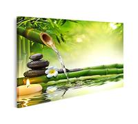 islandburner Tableau sur toile Spa Zen Stones dans jardin avec eau courante Cadre Affiche Poster Murale Tableaux