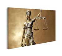 islandburner Tableau sur toile - Statue de Justice avec balance de la justice - Aspect bronze - Tableau mural