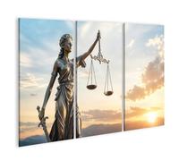islandburner Tableau sur toile, statue de justice majestueuse, décoration murale pour bureau et bureau pour les amateurs de justice, 3 pièces