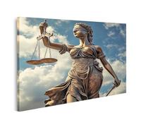 islandburner Tableau sur toile Statue de la justice sous un ciel nuageux pour salon amateur d'art galerie images murales poster