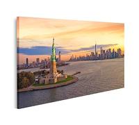islandburner Tableau sur Toile Statue de la Liberté New York City Manhattan Fond Coucher de Soleil USA Cadre Affiche Poster Murale Tableaux