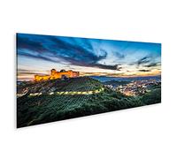 islandburner Tableau sur toile Superbe coucher de soleil sur le château de Spoleto Ombrie Italie Cadre Affiche Poster Murale Tableaux
