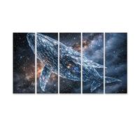 islandburner Tableau sur toile surréaliste d'une baleine scintillante dans l'espace - 5 pièces XXL