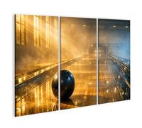 islandburner Tableau sur toile surréaliste d'une piste de bowling dans le brouillard pour les fans de bowling - 3 pièces