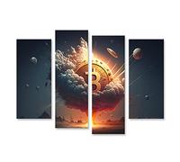islandburner Tableau sur toile Symbole Bitcoin Ciel Sombre Envoie Des Foudres Signe Bitcoin Clignote Électrique Cadre Affiche Poster Murale Tableaux