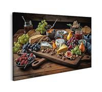 islandburner Tableau sur Toile Table Rustique présentoir Gourmet français charcuterie Fromage Cuisine Photo pou Cadre Affiche Poster Murale Tableaux