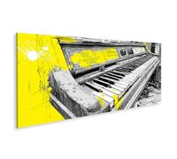 islandburner Tableau sur toile - Tableau mural créatif d'un vieux piano avec des accents de couleur - Panorama