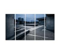 islandburner Tableau sur toile - Tableau mural géométrique d'une architecture moderne dans un environnement urbain - 5 pièces XXL