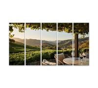 islandburner Tableau sur toile - Terrasse ensoleillée avec vue sur les vignobles et les collines - 5 pièces XXL - Edition O1