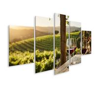 islandburner Tableau sur toile - Terrasse ensoleillée avec vue sur les vignobles et les collines - 5 pièces - Edition Z2