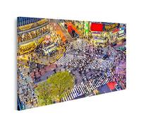 islandburner Tableau sur toile Tokyo Japon Vue du passage à niveau de Shibuya, l'un des passages à niveau les p Cadre Affiche Poster Murale Tableaux