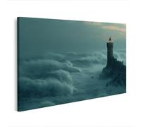 islandburner Tableau sur toile - Tour de guet médiévale solitaire dans la mer orageuse - Edition M1