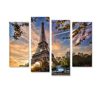 islandburner Tableau sur Toile Tour Eiffel avec Arbre de Printemps à Paris France Cadre Affiche Poster Murale Tableaux