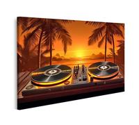 islandburner Tableau sur toile Tourne-disque sur table en bois Technologie d'installation DJ Images murales Poster