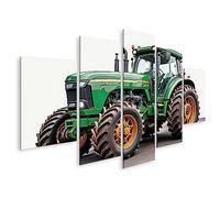 islandburner Tableau sur toile Tracteur moderne vert blanc pour John Deere Cadre Affiche Poster Murale Tableaux