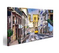 islandburner Tableau sur toile Tram de Lisbonne, paysage urbain de Porgugal près de la cathédrale Peintures Impressions Art Poster Mural