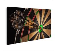 islandburner Tableau sur toile Trois flèches dans le Bullseye d'une cible de fléchettes Images murales 80 x 40 cm