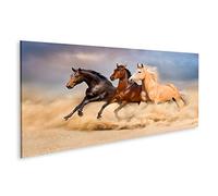 islandburner Tableau sur Toile Troupeau de Chevaux Trois Chevaux au Galop Chambre d'enfant équitation Cadre Affiche Poster Murale Tableaux