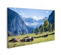 islandburner Tableau sur toile Vaches sur une prairie dans les montagnes Alpes Vache Prato Peintures Impressions Art Poster Mural